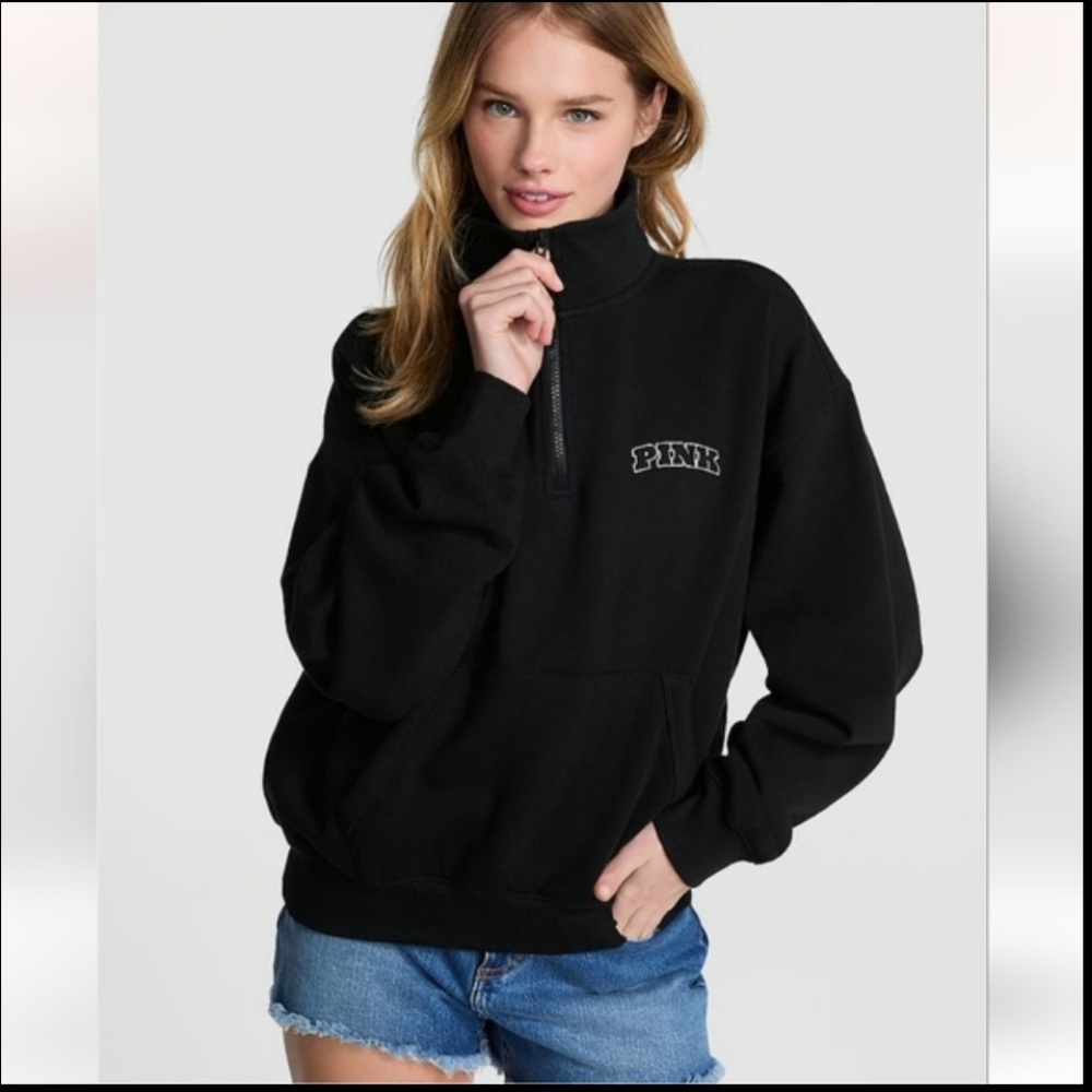New PINK Ivy Fleece Quarter-Zip Sweatshirtsize medium
